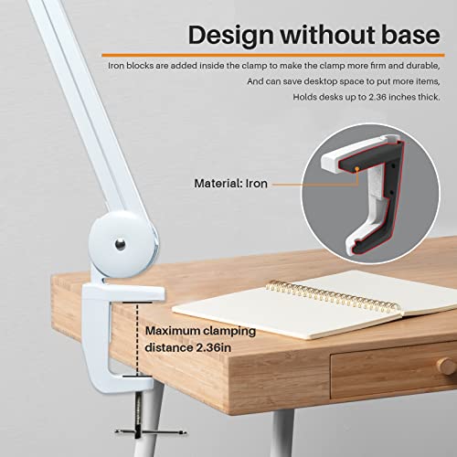 Bifocal LED Magnifying Lamp with Clamp, 14W 1200LM, White - color: White