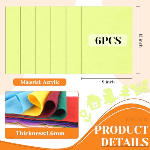 IONTACH 9" X 12" Soft Felt Sheets 1.6mm Thick (6 Packs, Light Yellow) - color: Light Yellow