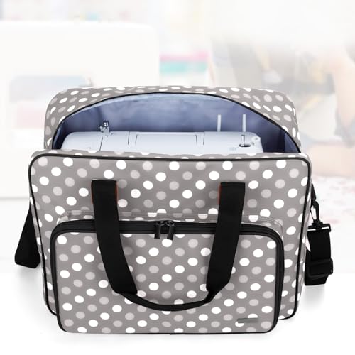 LUXJA Portable Tote Sewing Machine Bag, Gray Dots - color: Gray Dots
