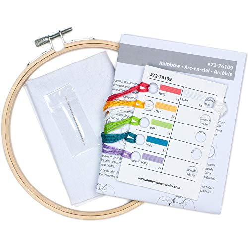 Dimensions 72-76109 Rainbow Needlepoint Embroidery Kit with 6'' Bamboo Hoop - color: Rainbow