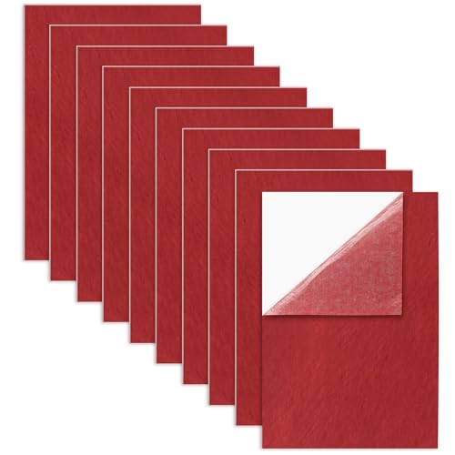 Bonsicoky Red Self Adhesive Felt Sheets, 10 Pack, A4 Size (8" x 12") - color: Red