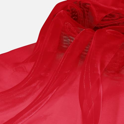 Manyshofu Red Organza Fabric by The Yard, 60 Wide (1 Yard) - color: Red, size: 1 Yard