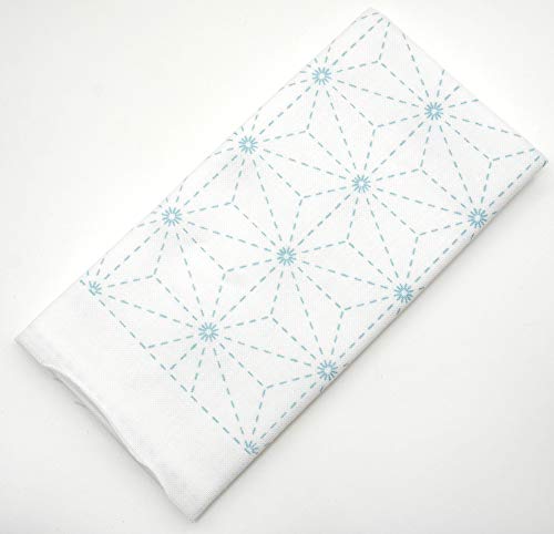 Yokota Daruma Sashiko Cloth Sashiko Fabric - Pre-Printed Sashiko Sampler - White with English Instruction Inside (White ASANOHA) - color: White Asanoha