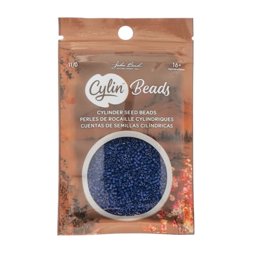 John Bead 25g Cylin Beads Cobalt Blue Matte 11/0 Glass Cylindrical Seed Beads for Jewelry Bracelets Necklaces Earrings Making Embroidery - color: Opaque Cobalt Blue Matte