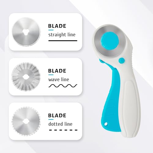 MAUFORE Blue Professional Sewing Scissors and Rotary Cutter with Blades Set - color: Blue