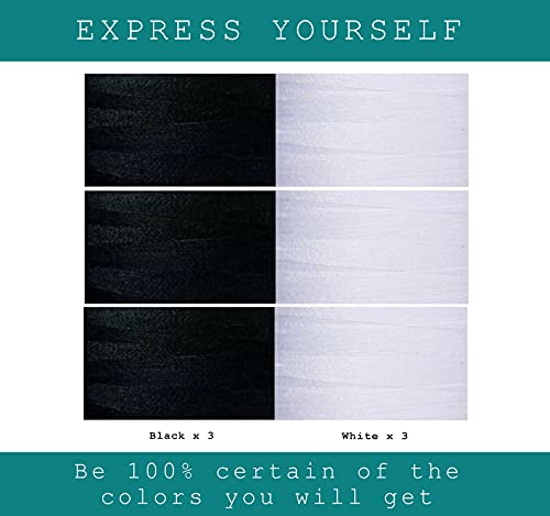 Black & White Sewing Thread - 6 Spools of Polyester Thread for Sewing Machine for Beginners, Hand Stitching & Quilting - 1000 Yards Per Spool - color: Black-White