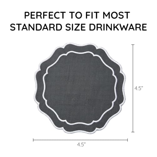 Linen Coasters for Drinks, Set of 6, 6 inch, Pewter - color: 1263 - Pewter, size: 6 inches