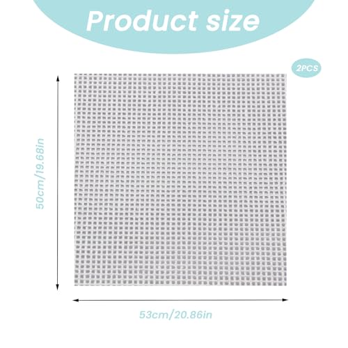 2Pack White Needlepoint Canvas, 20 X 20 Inch Polyester Cotton Mesh Canvas Sheets, 14 Mesh Blank Embroidery Sheets for Knit and Crochet Projects