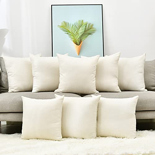 Pack 8 Linen Throw Pillow Covers Set Cushion Case for Sofa Bedroom Car, Blank for HTV Iron on Design,18x18 Inch - size: 18" x 18" (Pack of 8)