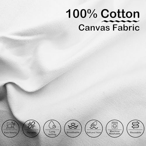 White Cotton Canvas Fabric by the Yard: 10oz Duck Fabric 59x180Inch for Sew