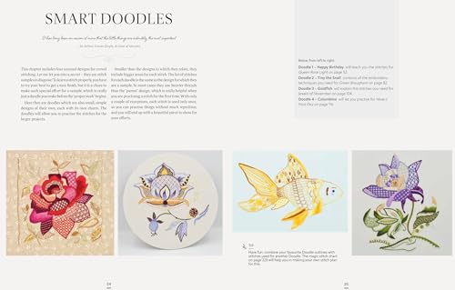 Contrast in Crewel Embroidery: Modern designs stitched on light and dark