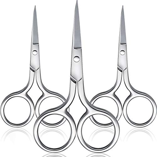 Mudder 3 Pack Small Eyebrow Nose Scissor Stainless Steel Scissor, Silver - color: Silver