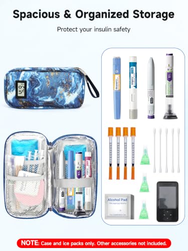 YOUSHARES Insulin Cooler Travel Case - TSA Approved Diabetic Medication Pen Cooling Bag with Temperature Display, Refrigerated Peptide Supplies Organizer Insulated Storage Kit with 2 Ice Pack - color: 11_Quicksand Gold