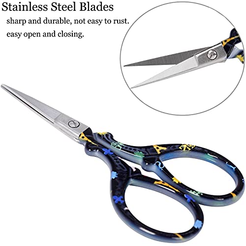 BIHRTC 3.6 Inch Small Craft Scissors - Straight, Sharp Stainless Steel Scissors for Embroidery, Needlework, Office, Craft, Household, Needlepoint - Black Tower - color: Black Tower
