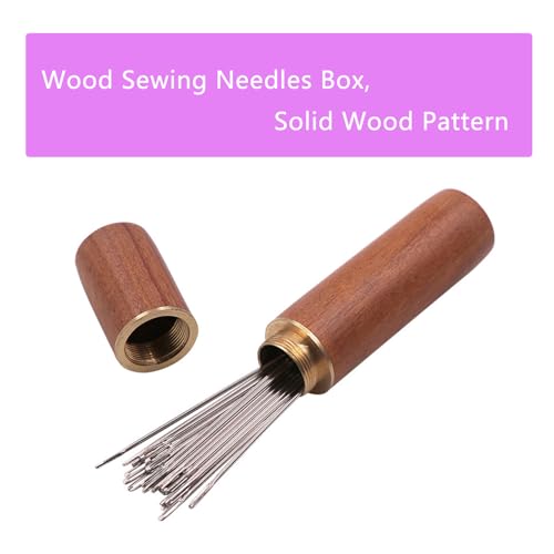 4 Pack Sewing Needles Storage Case with Copper Thread Wooden Box Container Organizer Holder Keeper for Embroidery Needle Darning Tapestry Leatherwork Craft Knitting Toothpick Pill Bead