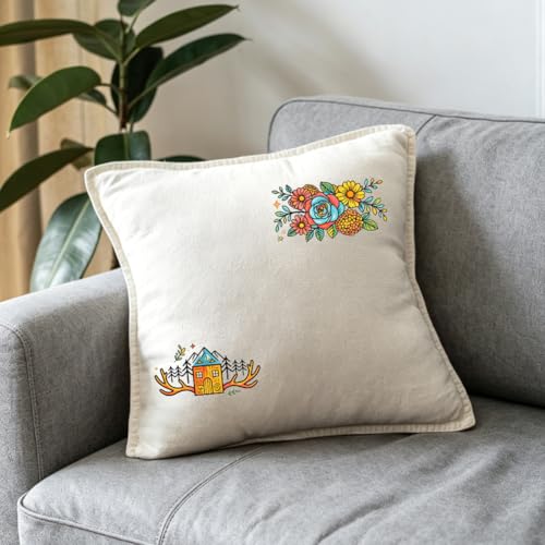 50Pcs Water Soluble Embroidery Patterns Mountains 11.7 x 8.3 Inch Embroidery Paper Flowers Book Mountains Stick and Stitch Wash Away Transfer Paper Stabilizers for Hand Sewing Beginners - color: Mixed Shapes