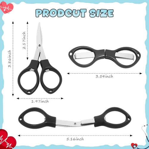 48 Set Mini Bandage Scissors Foldable Stainless Steel, Black - color: Black