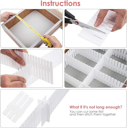 18Pcs Drawer Dividers, Adjustable Drawer Organizer for Socks, Underwear, Makeup, Can Help Tidy Kitchen, Bedroom, Dresser Black - color: Black, size: 18Pcs