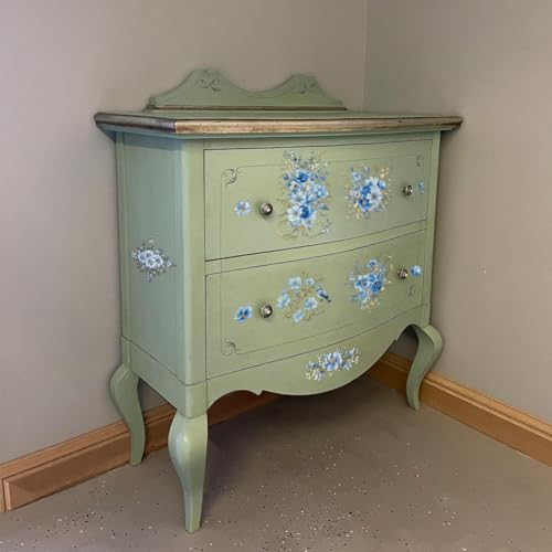 OLYCRAFT 3pcs/Set Blue Gold Foil Flower Transfer Stickers 6x12 Inch Rub on Transfers for Furniture and Crafts Blue Flower Furniture Decals Floral Theme Rub on Decals for Wood Home Window Decor - style: Juliet