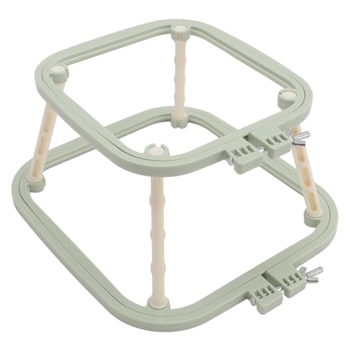 2-Layer Embroidery Frame Stand, Adjustable ABS Double Hoop - style: Green