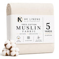 AK TRADING CO. 60" Wide Natural Muslin, 100% Cotton Fabric, Unbleached-5 Yards - size: 5 YARDS