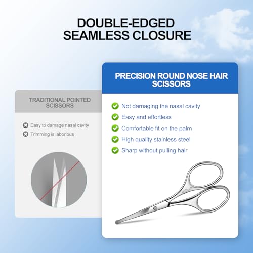 nose hair scissors, 4.1 -inch Safety Rounded Tip, silver - color: Silver