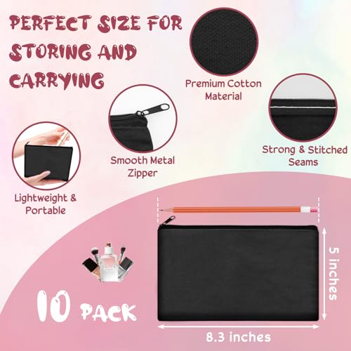 Legigo Blank Canvas Bags Zipper Pouch Makeup Bags Pencil Pouch Bulk - color: Black