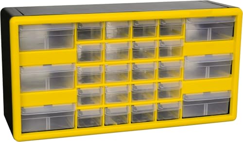 Akro-Mils 26-Drawer Plastic Storage Cabinet, 20"W x 6"D x 10"H, Yellow - color: Yellow, size: 26 Drawer, style: 1 Pack