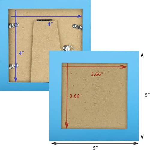 WUTL 4x4 Picture Frames Solid Wood Square Photo Frame Blue 6 Pack - color: Blue, size: 4x4