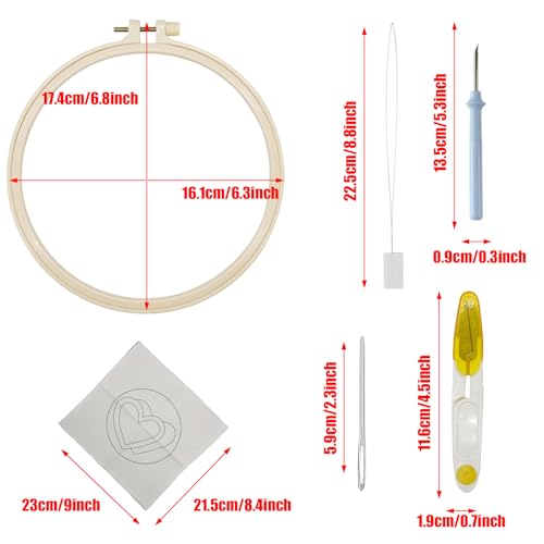 Allazone 4 PCS Punch Needle Kit, Embroidery Kit for Beginners Adults, Punch Needle Embroidery Kit, Handcraft Punch Needle Kits, Love and Flowers - color: love
