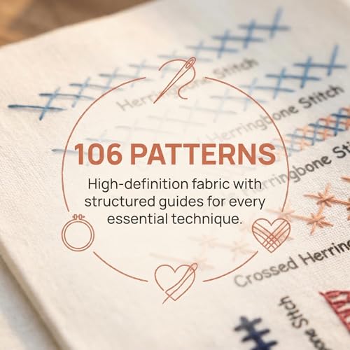 FingTip Embroidery Kit for Beginners, Embroidery Stitch Book for Adults Kids, DIY Stitch Gifts (106 Different Patterns)
