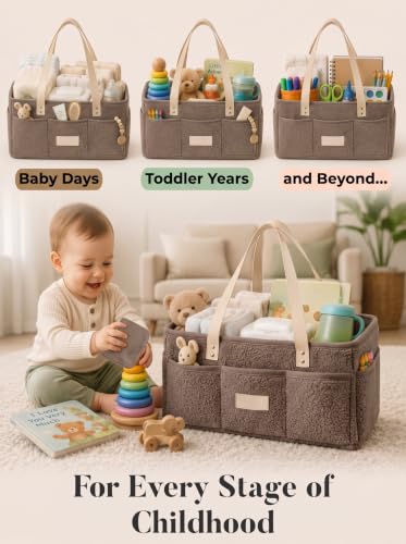 Baby Diaper Caddy Organizer with Waterproof Changing Pad, Taupe - color: 4/ Taupe Diaper Caddy with Changing Pad