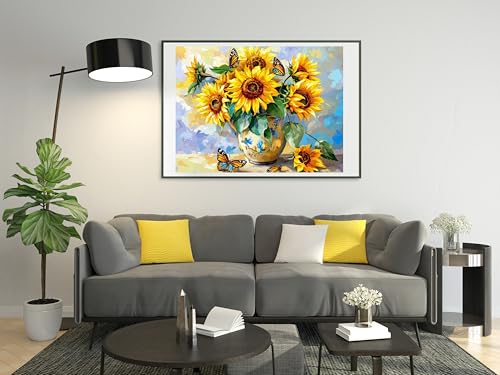 Moohue 14ct Counted Stamped Cross Stitch Kits for Adults Sunflowers and Butterflies Printed Cross Stitch Patterns Art Crafts Cross Stitch Supplies (Flowers 5) - color: Flowers 5
