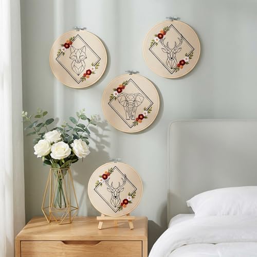 Ckhoid 18PCS Bamboo Embroidery Hoops Set Wood Circle Hoop Ring