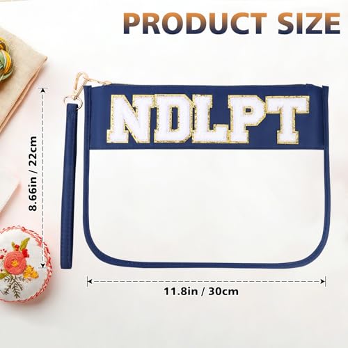 Needlepoint Project Bag Sewing Gifts Embroidery Sewing Bag Craft Storage Organizer NDLPT Clear Zip Pouch Bag - color: Navy, size: Flat-M