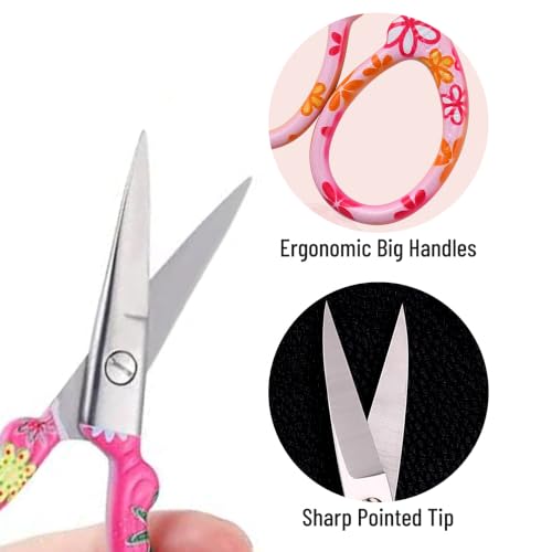 Sharp Embroidery Scissors, 2PCS Sewing Craft Scissors, Red+Pink - color: Red+pink