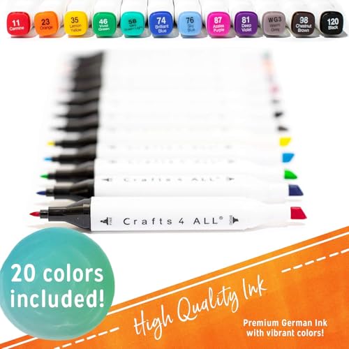 Crafts 4 All Fabric Markers for Clothes - Pack of 20 No Fade, Dual Tip Permanent Fabric Pens - No Bleed, Machine Washable Shoe Markers for Fabric Decorating - Laundry Marker, Erases Stains Easily - color: Black, size: 1 Count (Pack of 20)