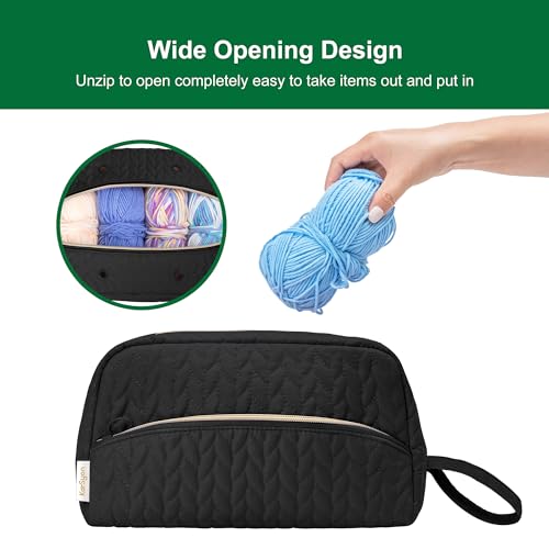 KarSyon Crochet Bag for Yarn Storage Knitting Crochet Supplies Accessories - color: Black