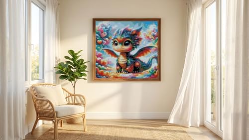 MYBISYMQQ Cute Rainbow Dragon Cross Stitch Kits for Adults, Stamped Cross Stitch Kits for Beginner，DIY Needlepoint Embroidery Patterns Kits Embroidery Patterns for Home Wall Decor 13.7x13.7 inches - color: T020