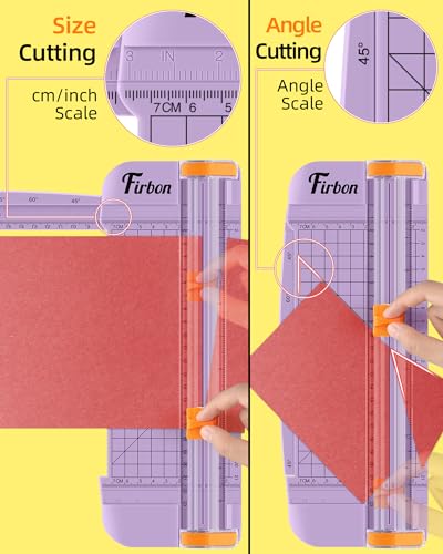 Firbon A5 Paper Cutter, Small Straight Paper Trimmer with Side Ruler - color: A5-purple