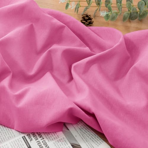 NSGZ Pink Linen Cotton Fabric 1 Yard 61" Wide, Linen Cotton Blend - color: Pink, size: 1 Yard