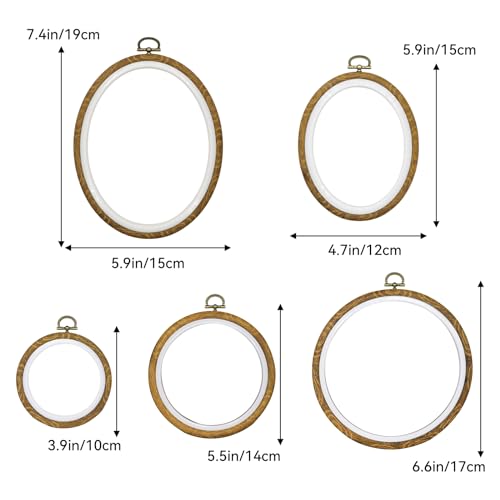 Faylapa 5Pcs 3.9 inch to 7.4 inch Embroidery Hoop Round Oval Cross Stitch - size: 5pcs Round+Oval