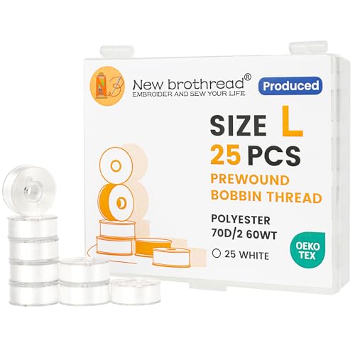 New brothread 25pcs Type L SA155 Prewound Bobbin Thread -White - color: 25pcs 60wt White