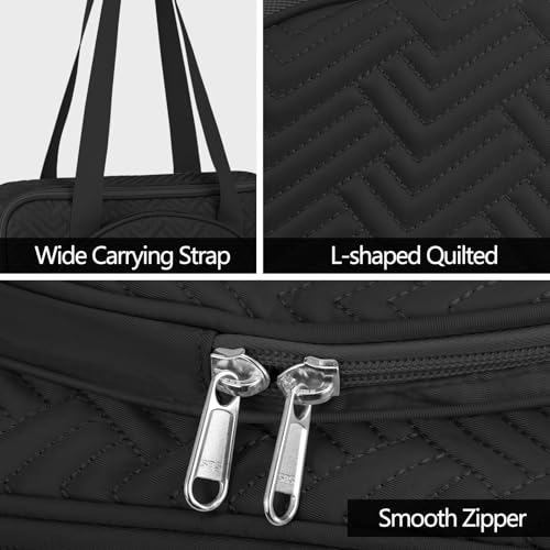 FINPAC Embroidery Bag, Cross Stitch Storage, Square Quilted Tote Organizer - color: Black