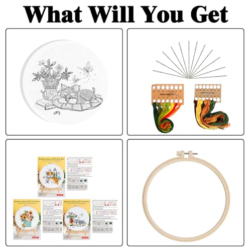 GLTAYLMY Dogs Embroidery Kit for Beginners with Pattern and Instructions,3 Pack Cross Stitch Kits,1 Plastic Embroidery Hoops,Threads and Needles,Needlepoint Kit for Adults - color: Dogs
