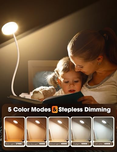 LiFMIRA Bed Lamp Clip on Light 8W 66 LED Reading Light for Bed White - color: White