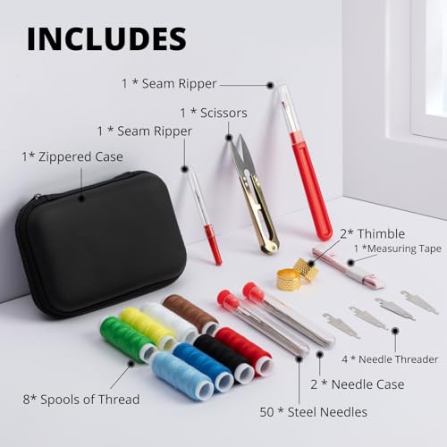 ZMLLAYE 68 Pcs Big Eye Sewing Needles Kit, Stainless Steel Hand Sewing Set