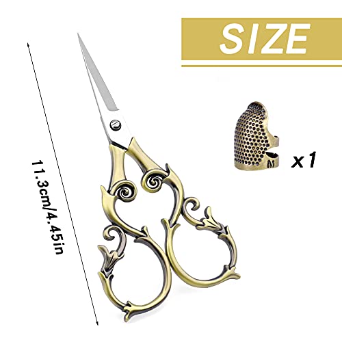SHWAKK Embroidery Scissors 4.45in Ancient Cyan Gourd Flower Scissors - color: Gold gourd flower