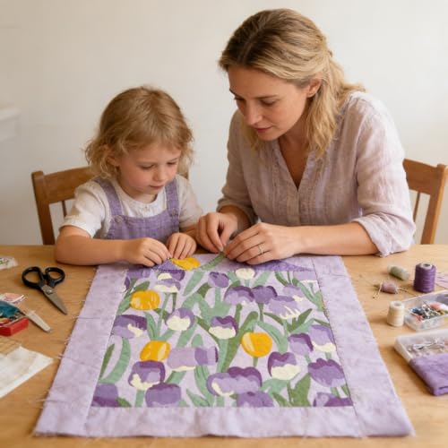 42 PCS 5x5 Inch Purple Floral Cotton Fabric Squares Charm Pack, Precut Quilt Squares for DIY Sewing, Quilting & Scrapbooking Projects