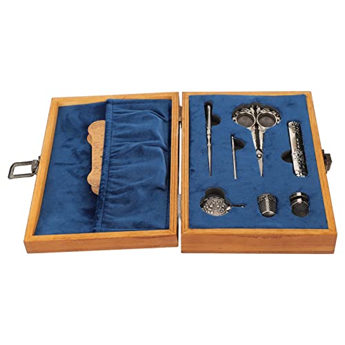 Vintage Embroidery Scissors Set, Stainless Steel with Wooden Case